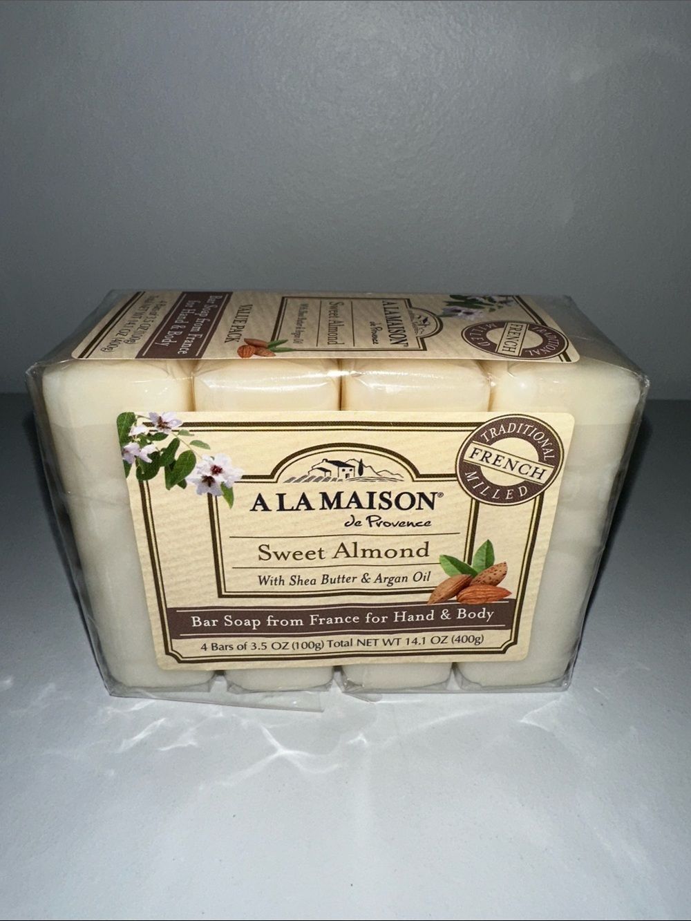 French Milled Sweet Almond Shea Butter & Argan Oil Hand & Body Soap set of 4